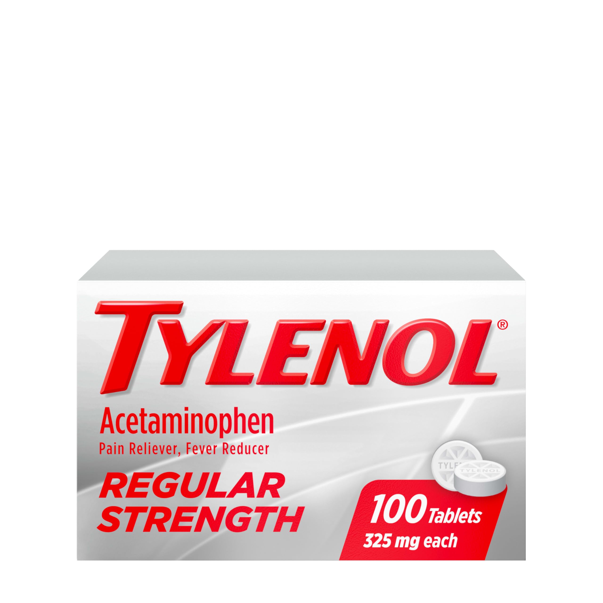 Tylenol Regular Strength Tablets with 325 mg of Acetaminophen, Fever Reducer & Pain Reliever for Headache, Backache, Muscle Aches, Joint Pain & Menstrual Cramps, 100 ct