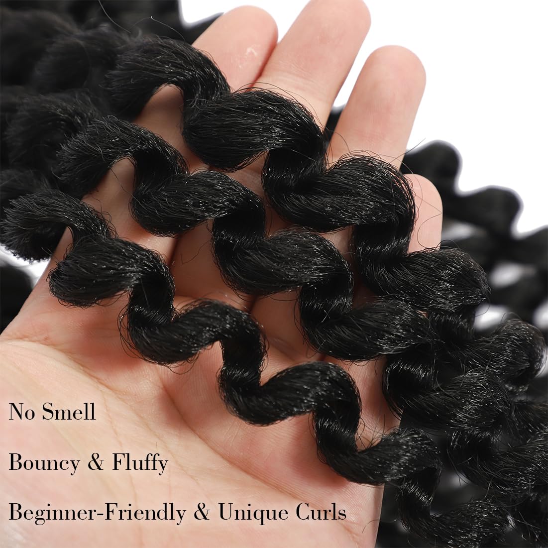 Jamaican Bounce Crochet Hair - 12 Inch Ringlet Twist Extensions with Jamaican Bounce (5 PCS, 1B)