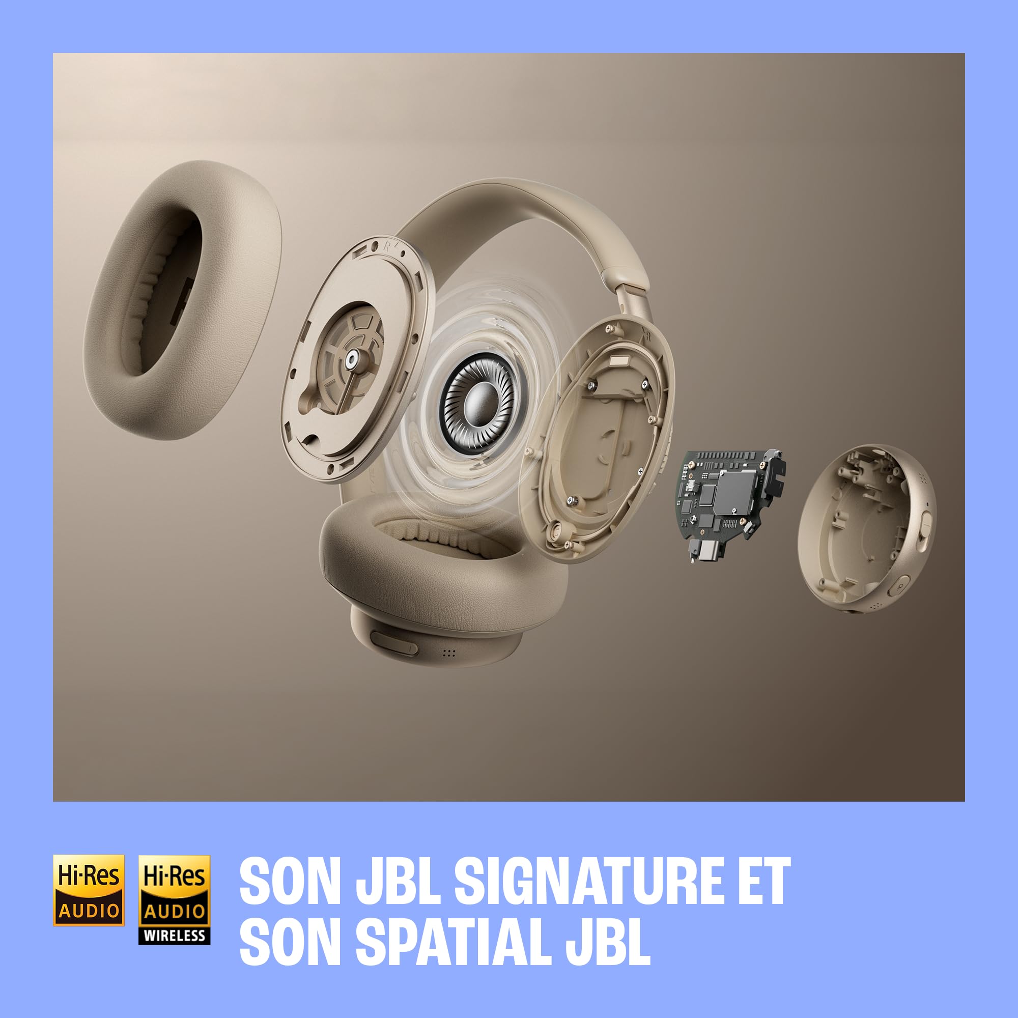 JBL Live 780NC Casque Circum-Auriculaire sans Fil à Réduction de Bruit Adaptative, Son Spatial, Commande Vocale et JBL Pure Bass, Orange
