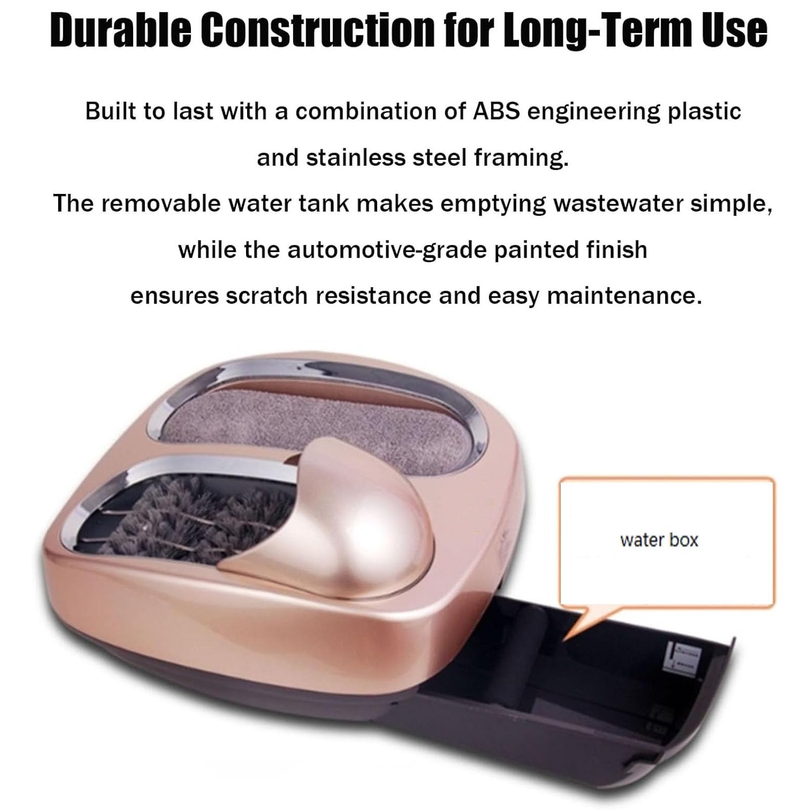 Máquina Inteligente para La Limpieza De Suelas, Limpiadora Y Pulidora De Zapatos Automática por Inducción con Almohadilla Absorbente De Agua, Bandeja De Agua Extraíble Y Gold