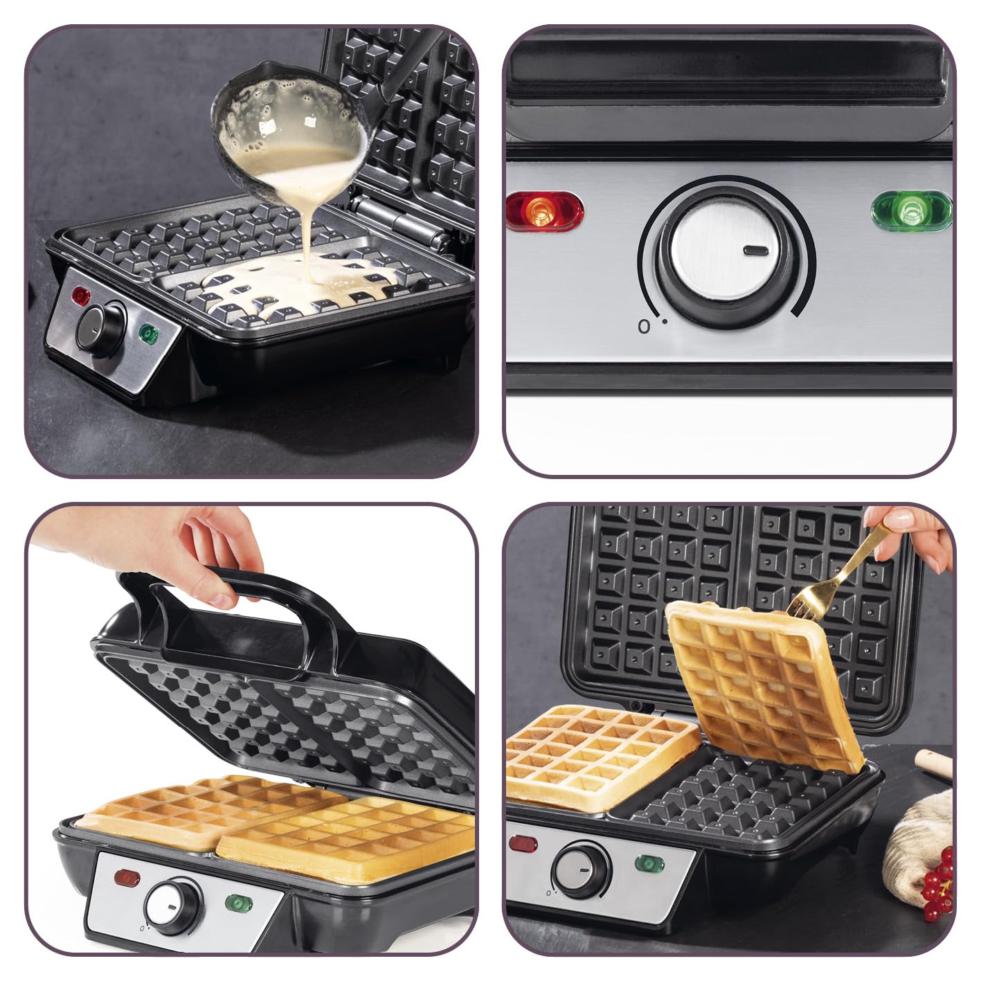 Gourmetmaxx Wafelijzer voor 4 Belgische wafels - Nu 34% korting