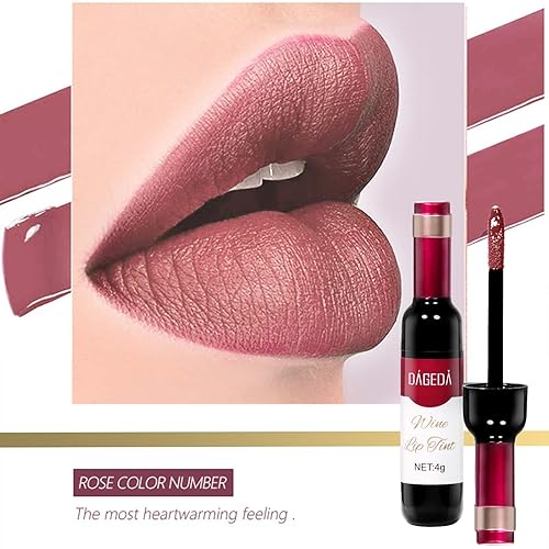 Miniatura 10 de DAGEDA Tinte labial de vino, 5 lápices labiales mate y 1 juego de rellenador de labios, lápiz labial líquido impermeable de larga duración, brillo