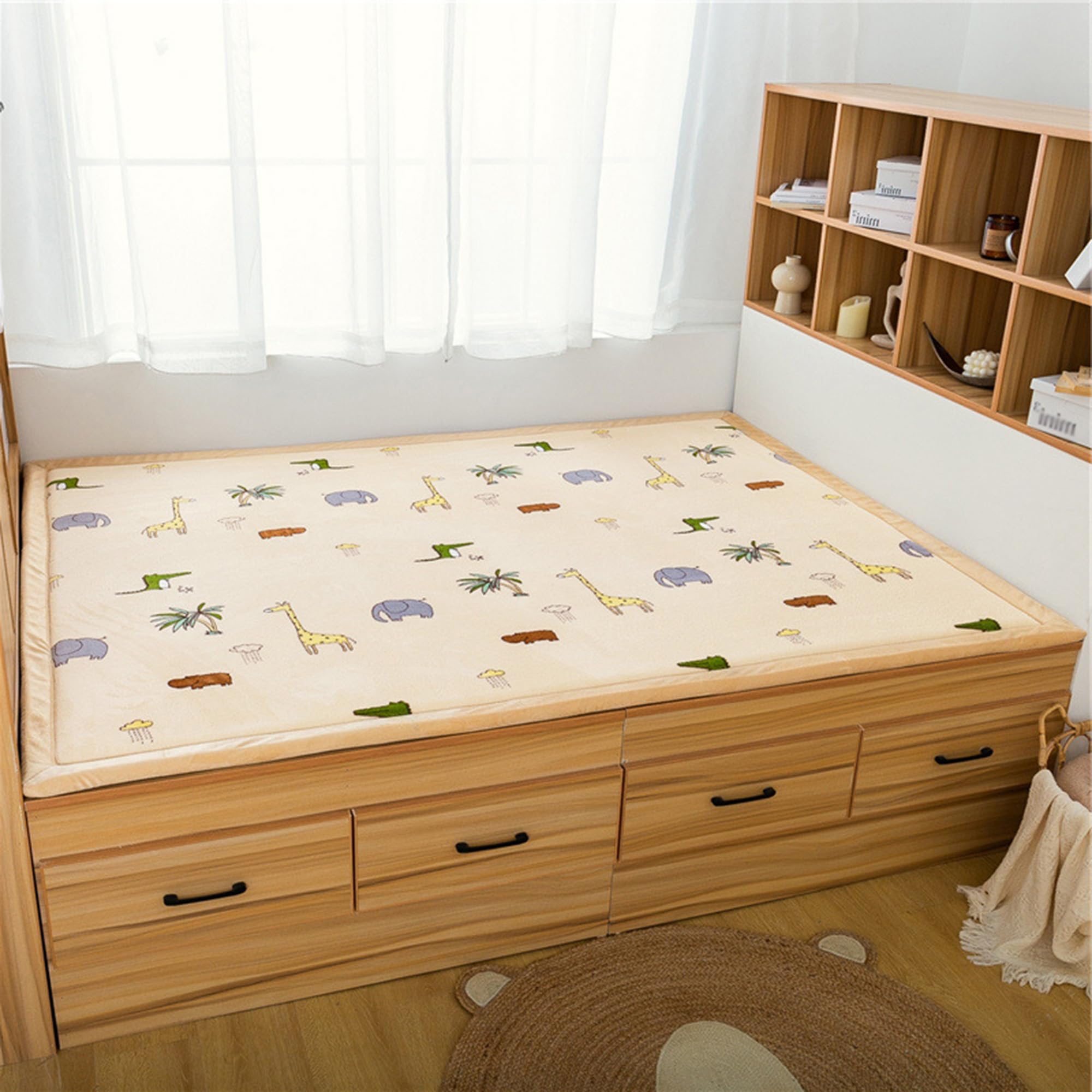 Tapis d'éveil antidérapant grand format et tapis doux moelleux poils courts