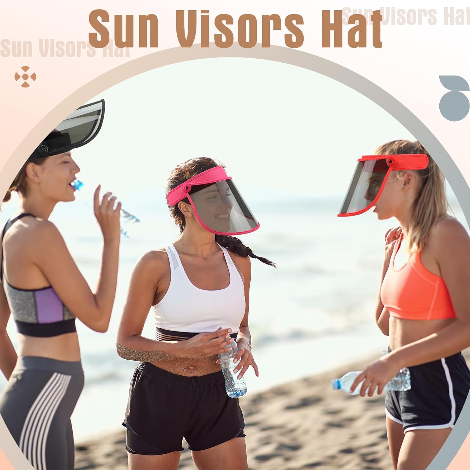 Skicuff 12 Pcs Sun Visors Face Shield UV Protection Hat Full Face Shield Sunblock Plastic Clear Poker Hat Bulk Roll up Adjustable Outdoors Visor Cap Beach Sports Cap for Women Men Yard Summer