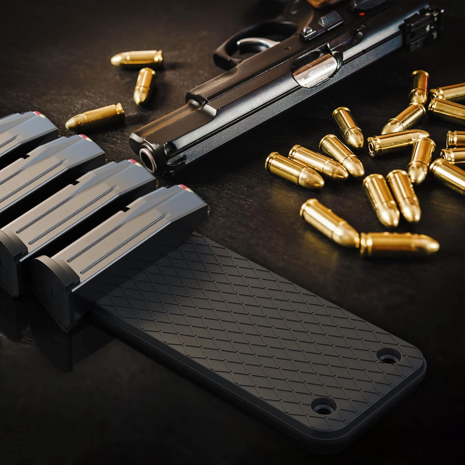 Ammunition Magnet Mag Holder 8 Pistol Magazines Capacity, Magnetic Ammo Storage in Home Bedroom Desk Car and Truck, Tactial Accessories for Handgun, Pistol and Metal Mags