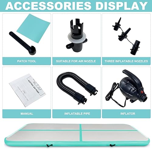 Miniatura 7 de Colchoneta inflable de gimnasia de 101316 pies de grosor de 4 pulgadas de grosor, con bomba de aire eléctrica para uso