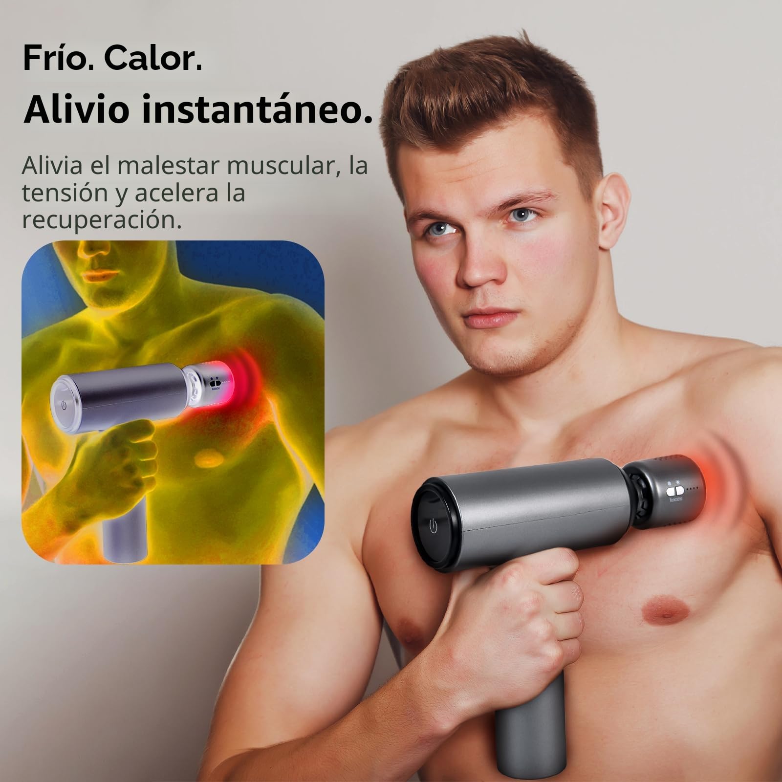 arboleaf Pistola de Masaje Muscular Calor y Frío, Massage Gun Profesional 6 Velocidades, 5 Cabezales