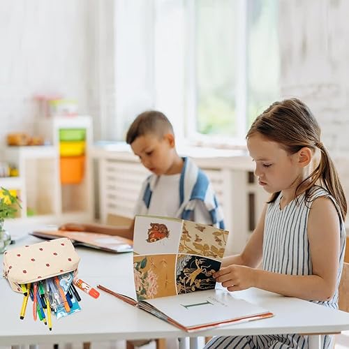 Miniatura 4 de LEDAOU Estuche para lápices para estudiantes, bolsa de maquillaje, bolsa de cosméticos de pana para mujeres y niñas, bolso de maquillaje