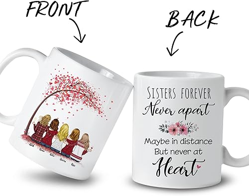 Miniatura 2 de Gossby Taza de café personalizada para hermana, regalo personalizado para hermana para mujeres con diseño y nombre, cumpleaños, Navidad, larga