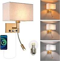Vista 9 de Apliques de pared con cableado moderno para dormitorio con puerto USB y lámpara de lectura, lámparas de pared de noche para hotel, sala de estar