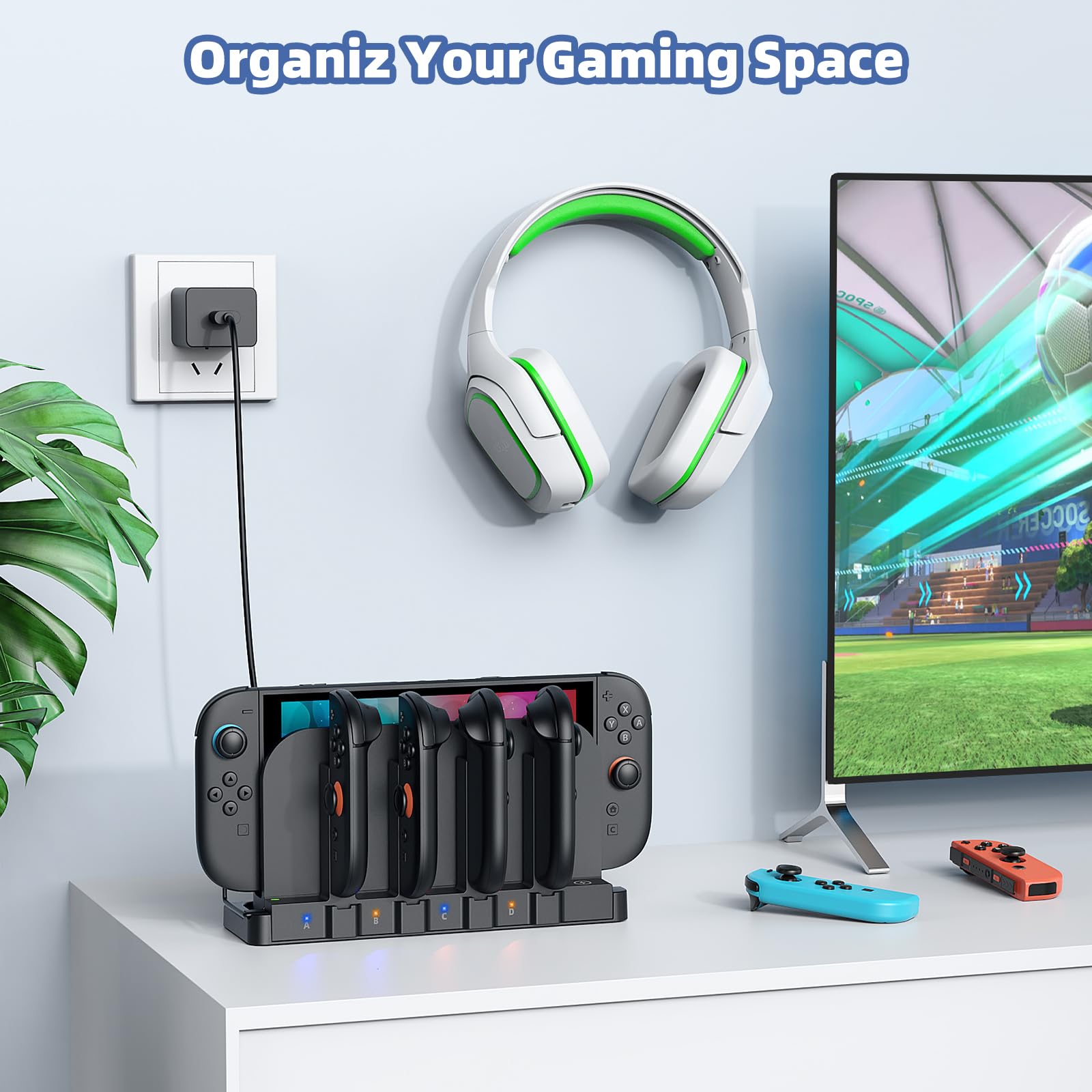 FASTSNAIL - Cargador magnético 9 en 1 de doble dirección para FASTSNAIL Switch 2 2025 y controlador original y OLED, base de carga rápida para accesorios de controlador Switch 2