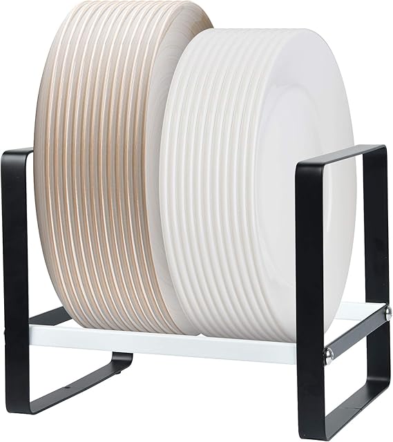 Akamino Large Plate Holders Organizer, Metal Dish Storage