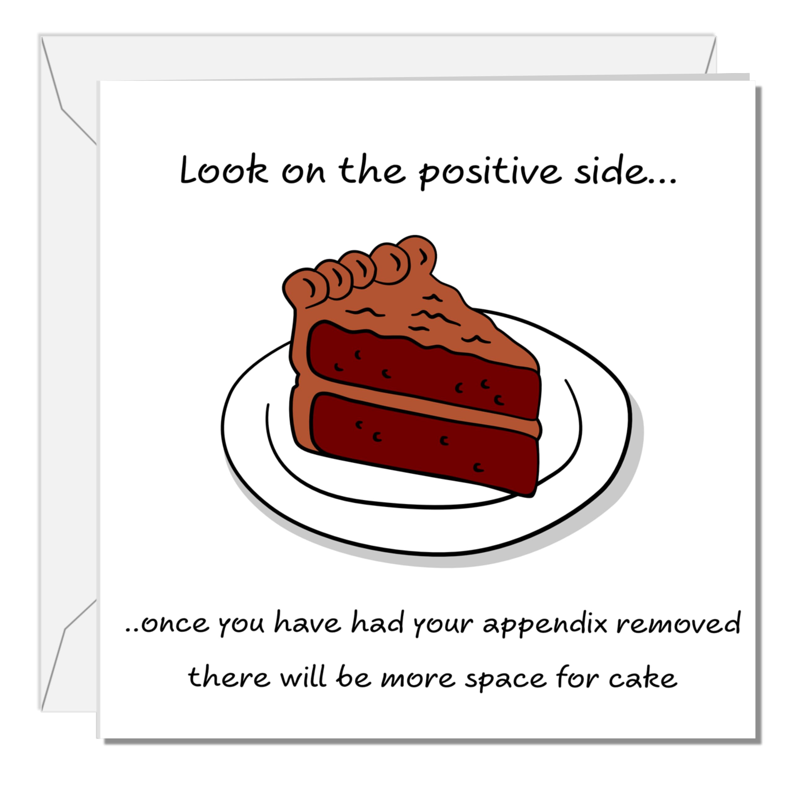 SWIZZOO Funny Appendix Surgery Card - Appendectomy Get Well Soon Card, Humerous Fun Operation Recovery - Chocolate Cake