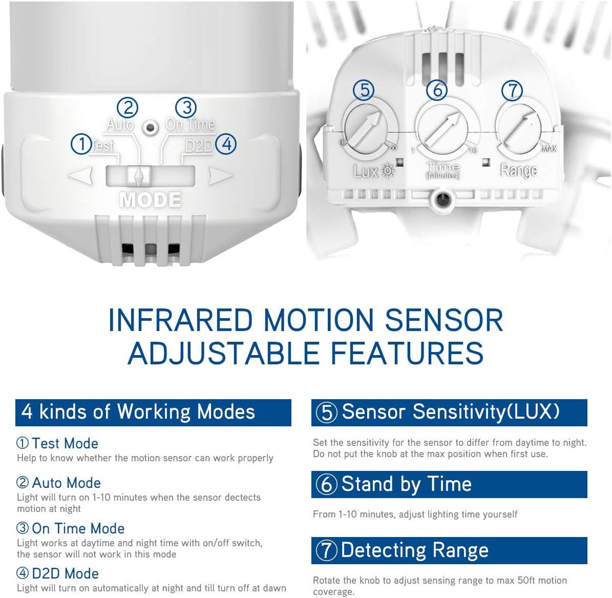 Infrared Motion Sensor Adjustable Features