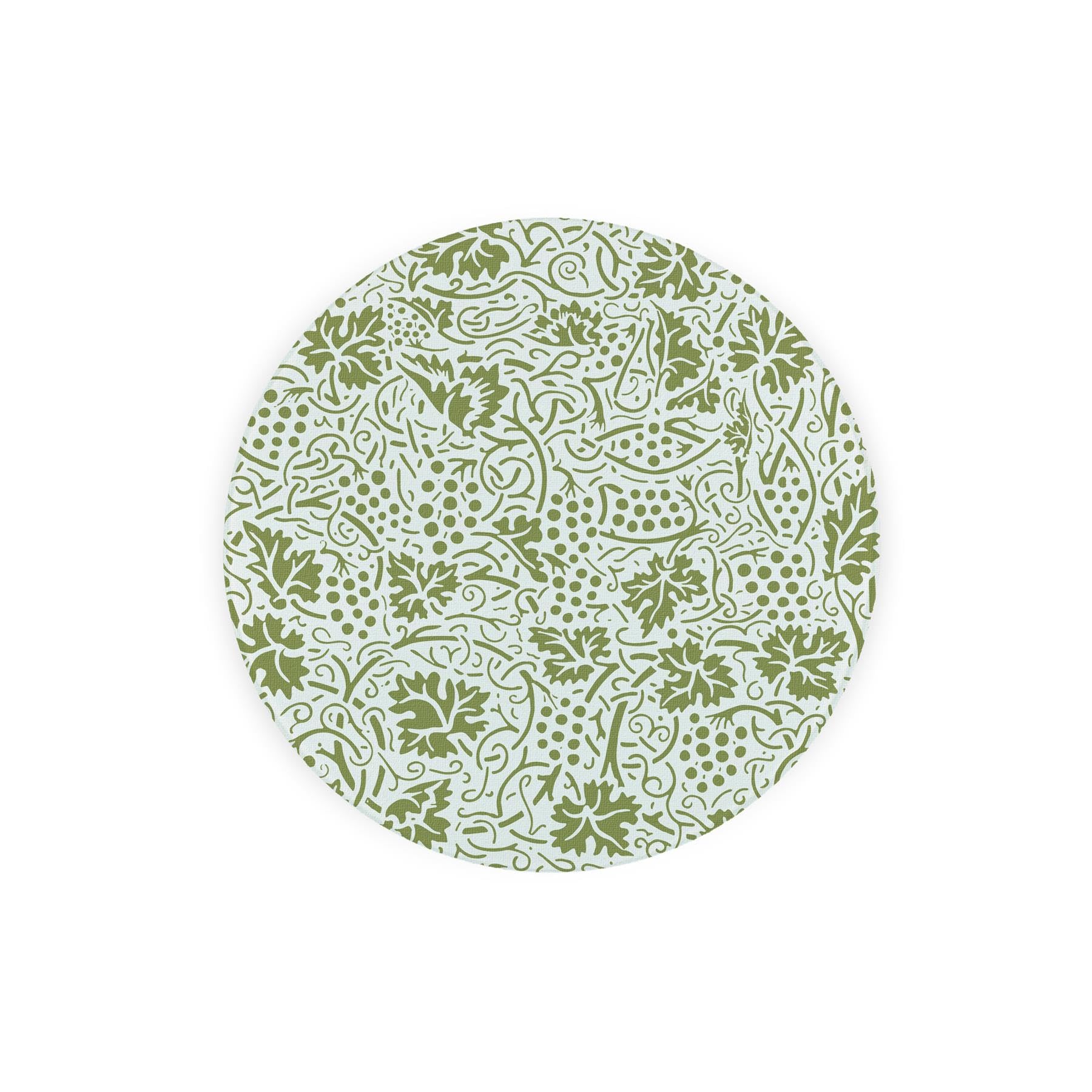 Purely Home Green Oak Leaves & Berries Round Glass Trivet - Small Textured Worktop Protector Gift 20Cm X 20Cm (8" X 8")