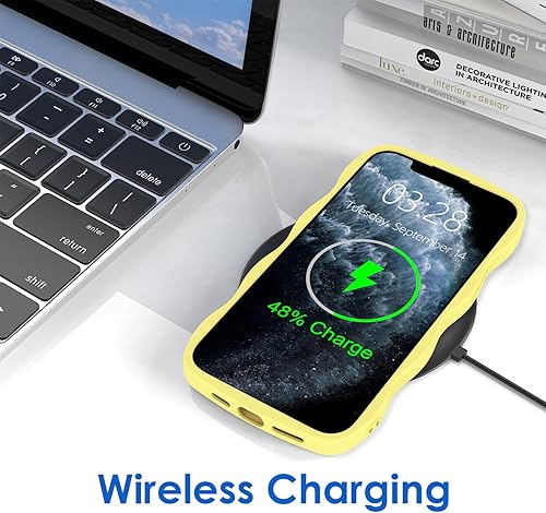 Miniatura 10 de Anuck Funda para iPhone 15 Pro, diseño de marco rizado para mujeres y niñas, bonita funda de teléfono estética de color liso, suave, flexible, TPU a