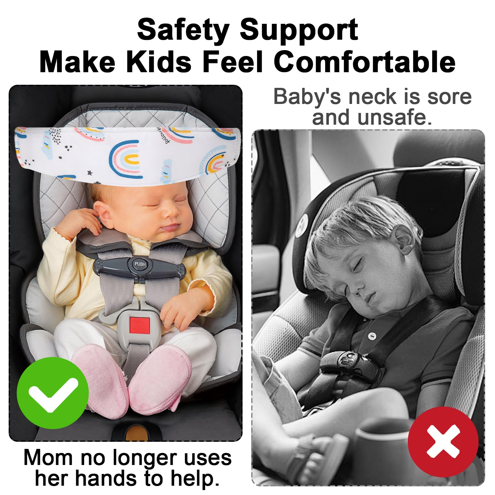 3 unidades reposacabezas para coche y niños, soporte para la cabeza ajustable, soporte para la cabeza del coche para dormir para niños, accesorio para asiento de niños, cinta para la cabeza, para