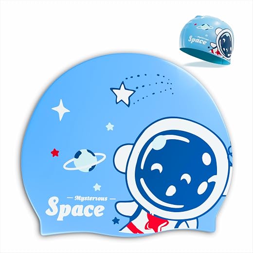 Konex Waterproof Silicone Swimming Cap for Kids | Snug Fit, Anti-Tear & Stretchable | Gentle on Skin with Full Head Covera...