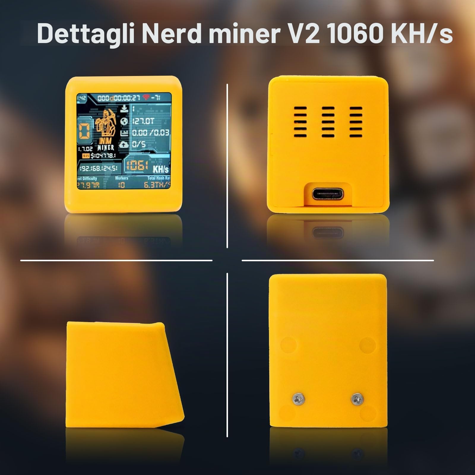 Nerdminer Binghe 1060 KH/s Display intelligente con ESP32 e orologio da tavolo Bitcoin Solo Lottery Miner v2