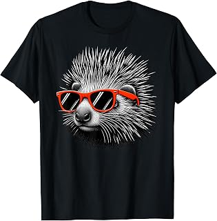 Cool Porcupine Wearing Sunglasses Graphic Art T-Shirt