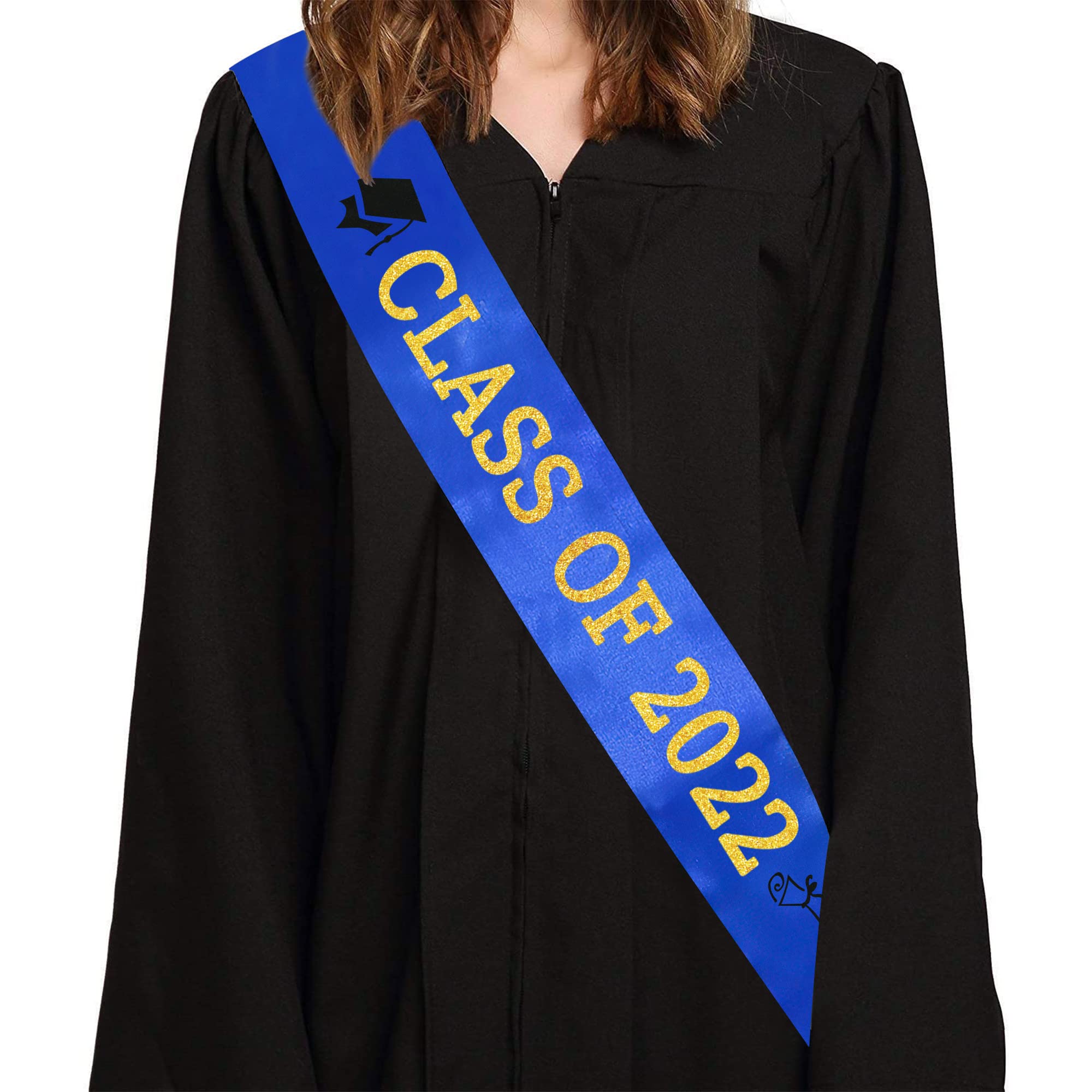 Buy Blue “Class of 2022” Graduation Sash Gold Glitter Letter Graduate