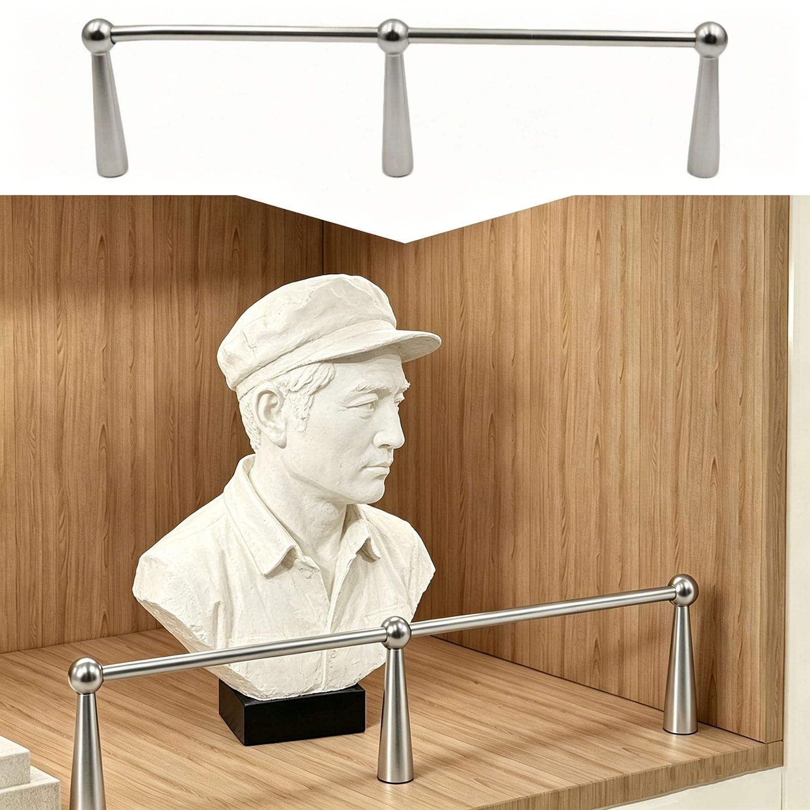 Metal Shelf Rail for Collectibles Cabinets, Anti-Fall Narrow Hanging Shelving Guard Rails, Wall Wooden Display Holder Railing Fence Bar for Home(Silver,70in/178cm)
