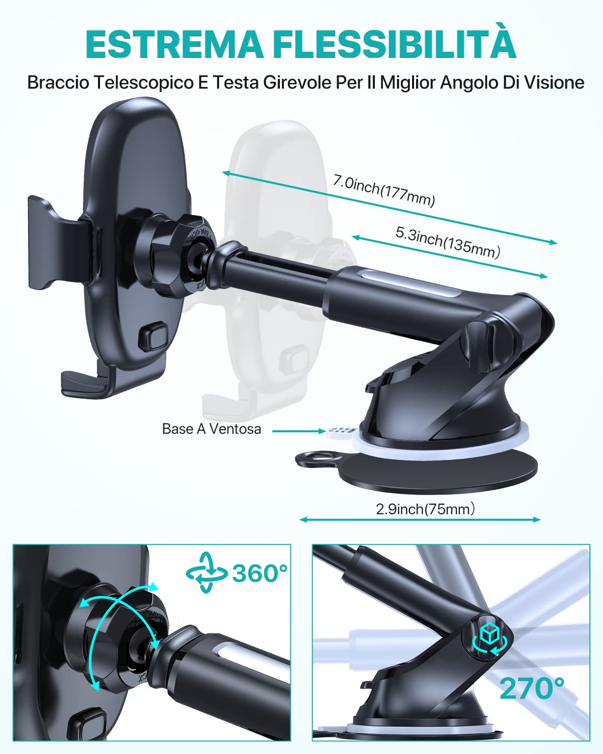 Miracase [Ultra-Stable et Forte Aspiration] Support de téléphone Auto de Tableau de Bord,