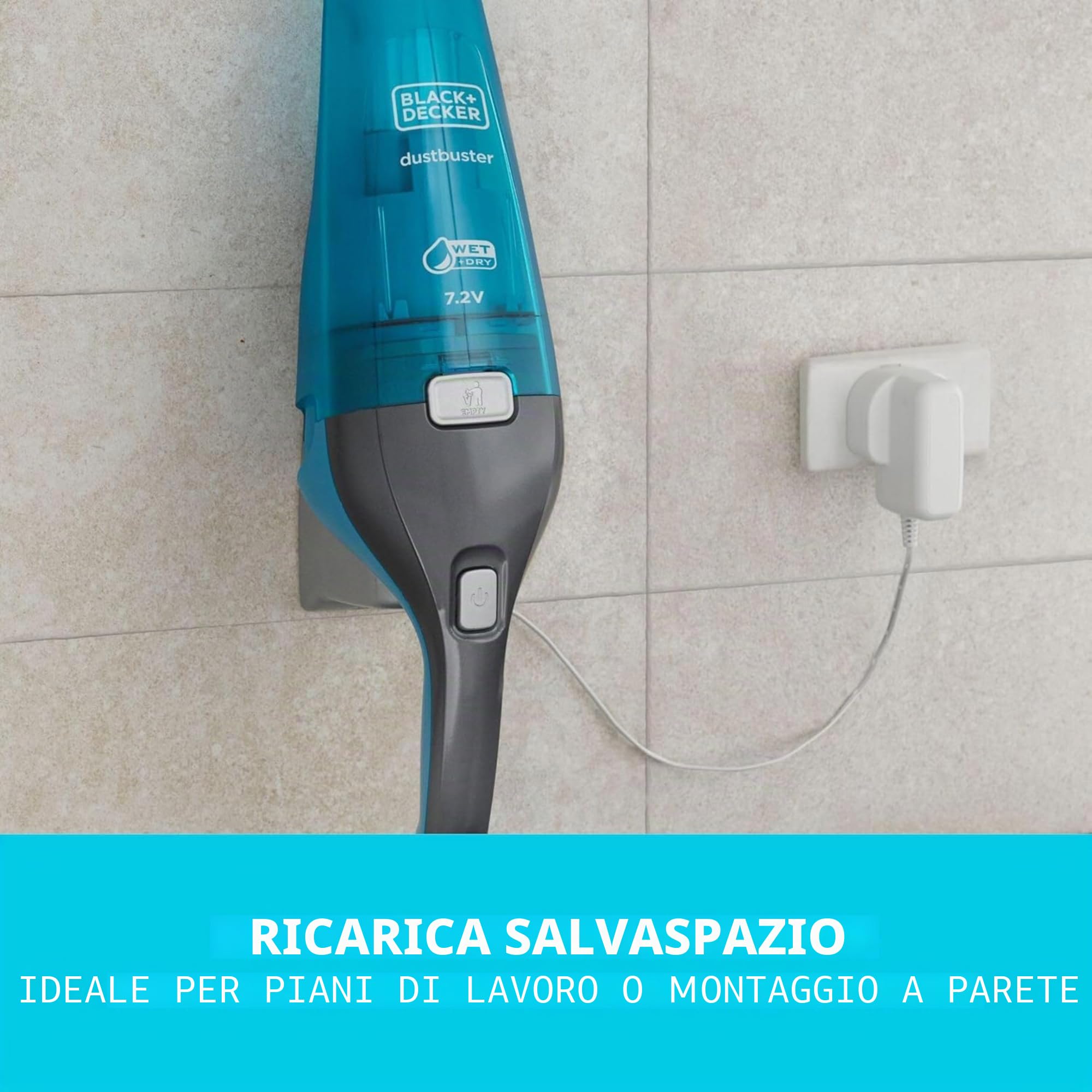 BLACK+DECKER WDC215WA WDC215WA-QW, Aspirapolvere da Tavolo, Blu, Titanio
