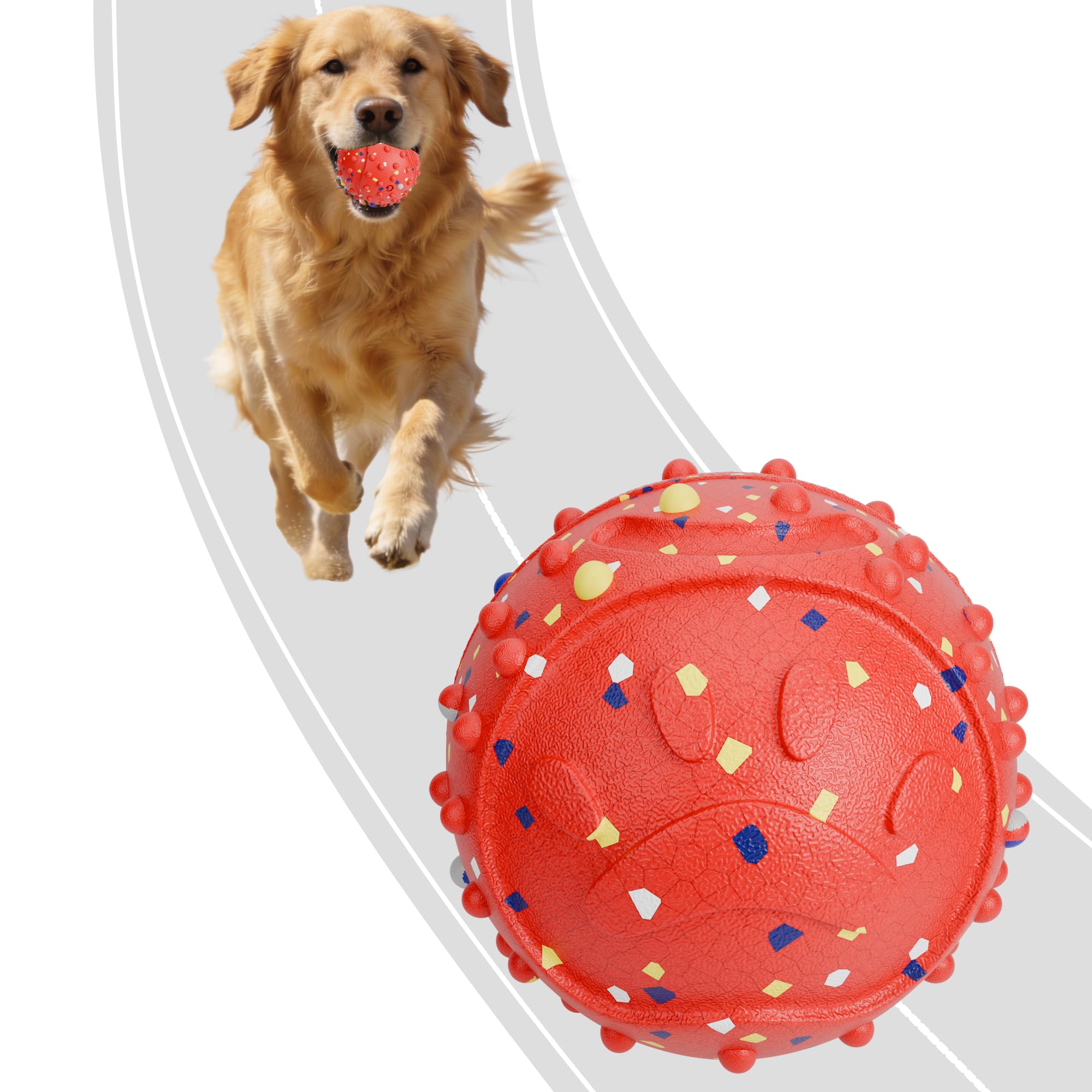 Balle interactive pour chien rouge en caoutchouc naturel durable de haute qualité