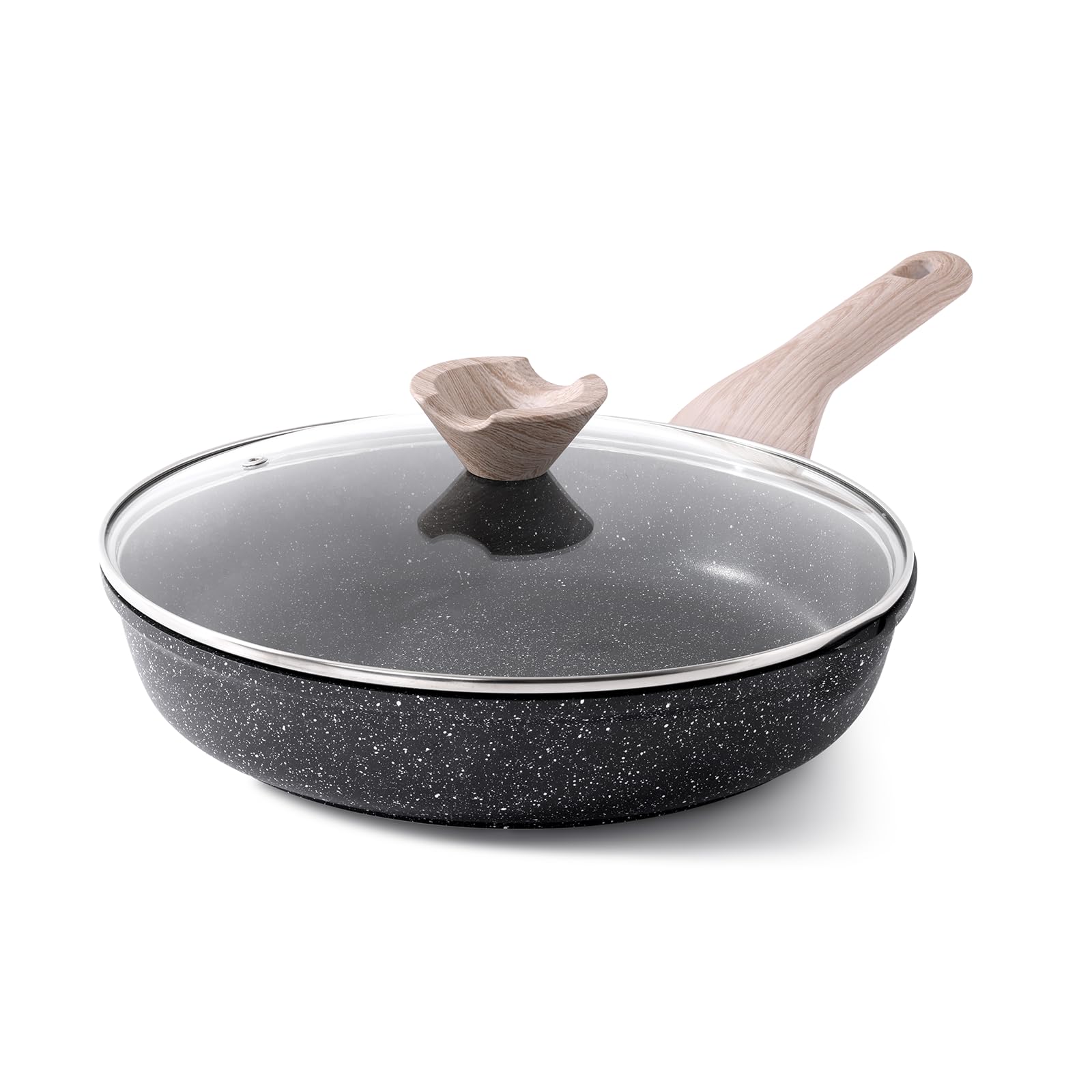 Kordisen Frying Pans Nonstick with Lid, 11 Inch Skillet with Lid, Induction Cooking Pan, Stay-Cool Handle, Compatible with All Stovetops, PFOA Free