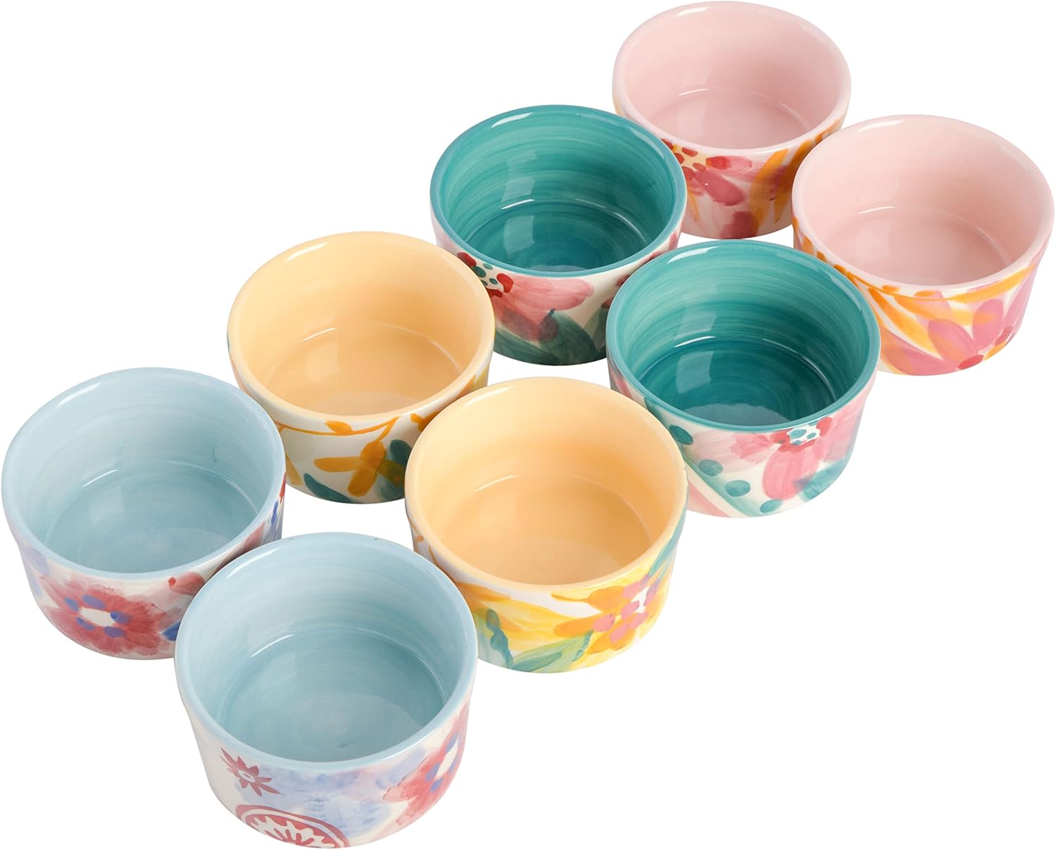 Spice by Tia Mowry Goji Blossom 8-Piece Hand-Painted Ramekin Set: Home & Kitchen