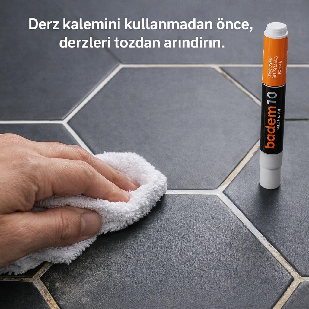 Badem10 Derz Kalemi Hızlı Kuruyan Su Bazlı Kokusuz Kalıcı Fayans Yenileme