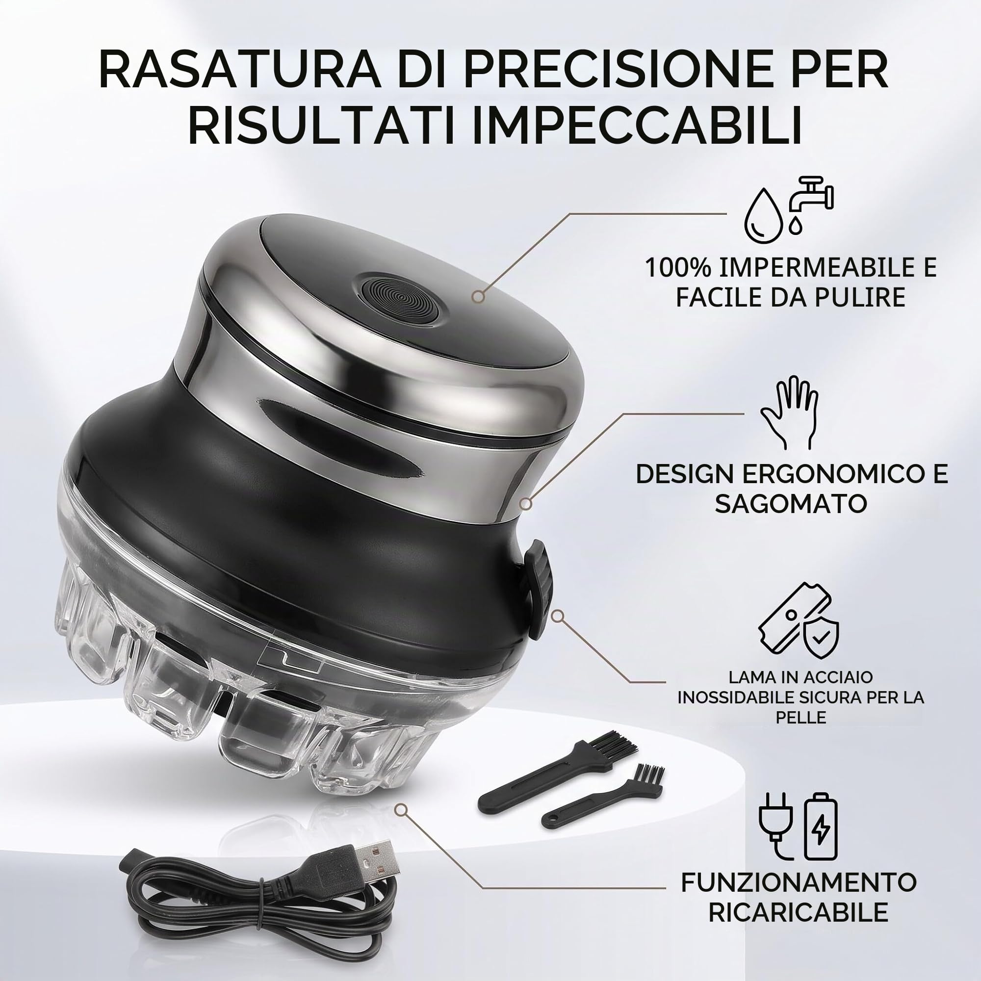 Rasoio per capelli uomo con rasoio elettrico per capelli calvo, senza fili, con display a LED