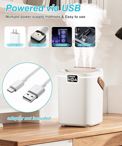 Miniatura 6 de Humidificador de aire para dormitorio con tres pulverizadores, humidificador silencioso de niebla fría de 2 litros para plantas, dormitorio,