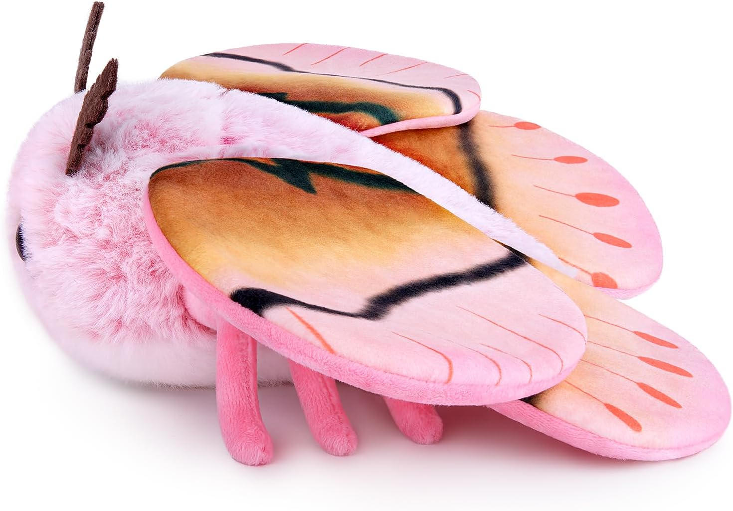 Cute Rosy Maple Moth Plush Toy, Rosy Maple Moth Stuffed Animals 11in, Handmade Pink Big Mothman Insect Plushie Model Toy, Unique Plush Gift Collection for Kids