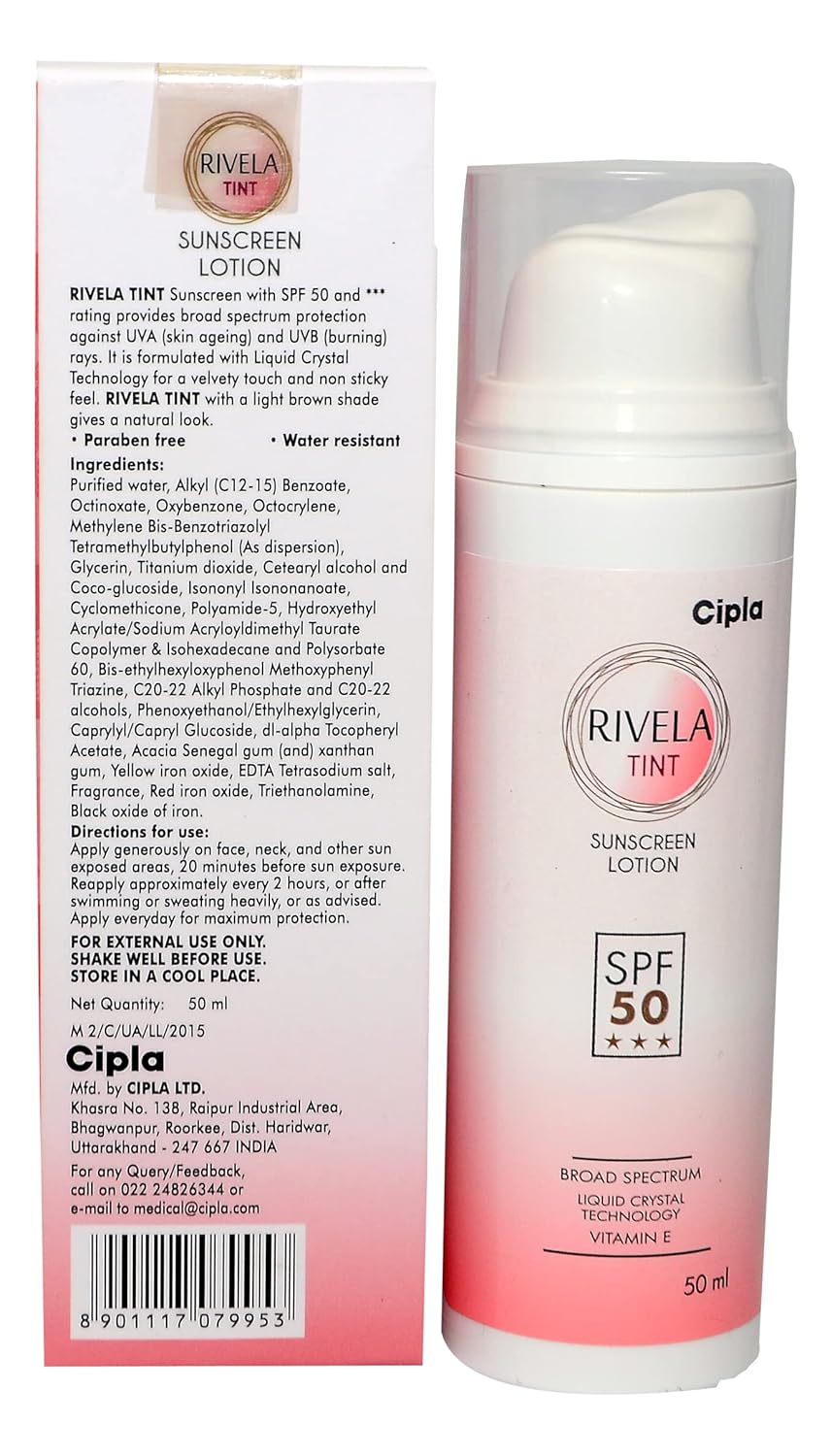 Cipla Rivela Tint Sunscreen Lotion With Velvety Touch SPF 50