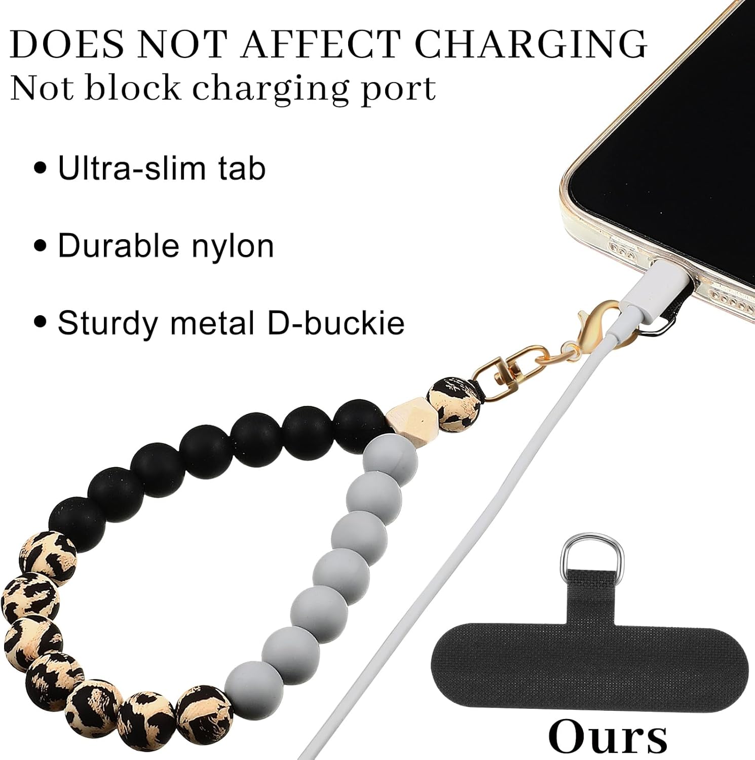 Landical 3 Pack Silicone Beaded Phone Wrist Strap Keychain Bracelet Cute Car Key Chain Hand Free Chain Bracelet for Women(Light Color) - Image 3