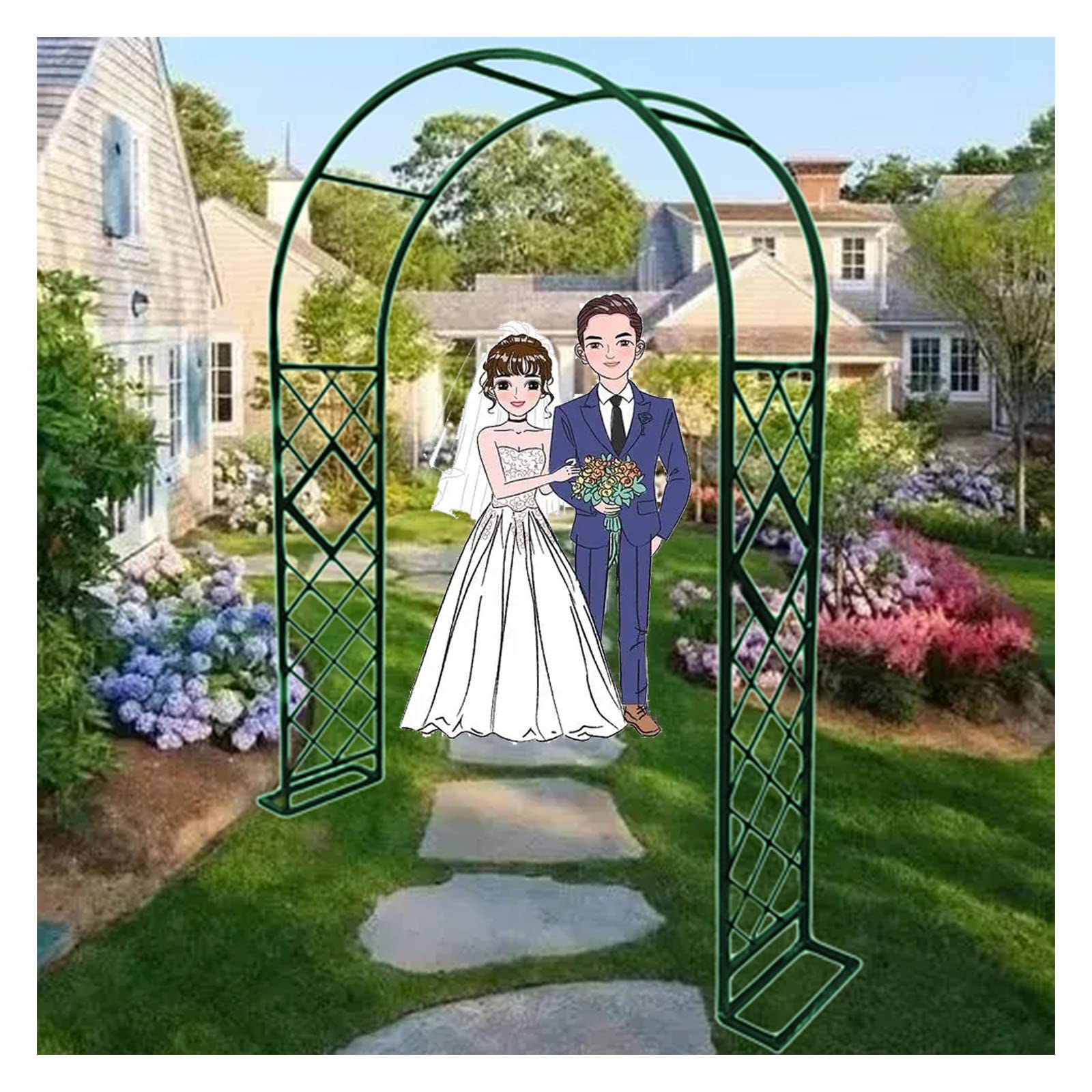 Arco da giardino in metallo, resistente, per rose, traliccio stabile, decorativo, per esterni, per matrimoni, prato, decorazione per feste