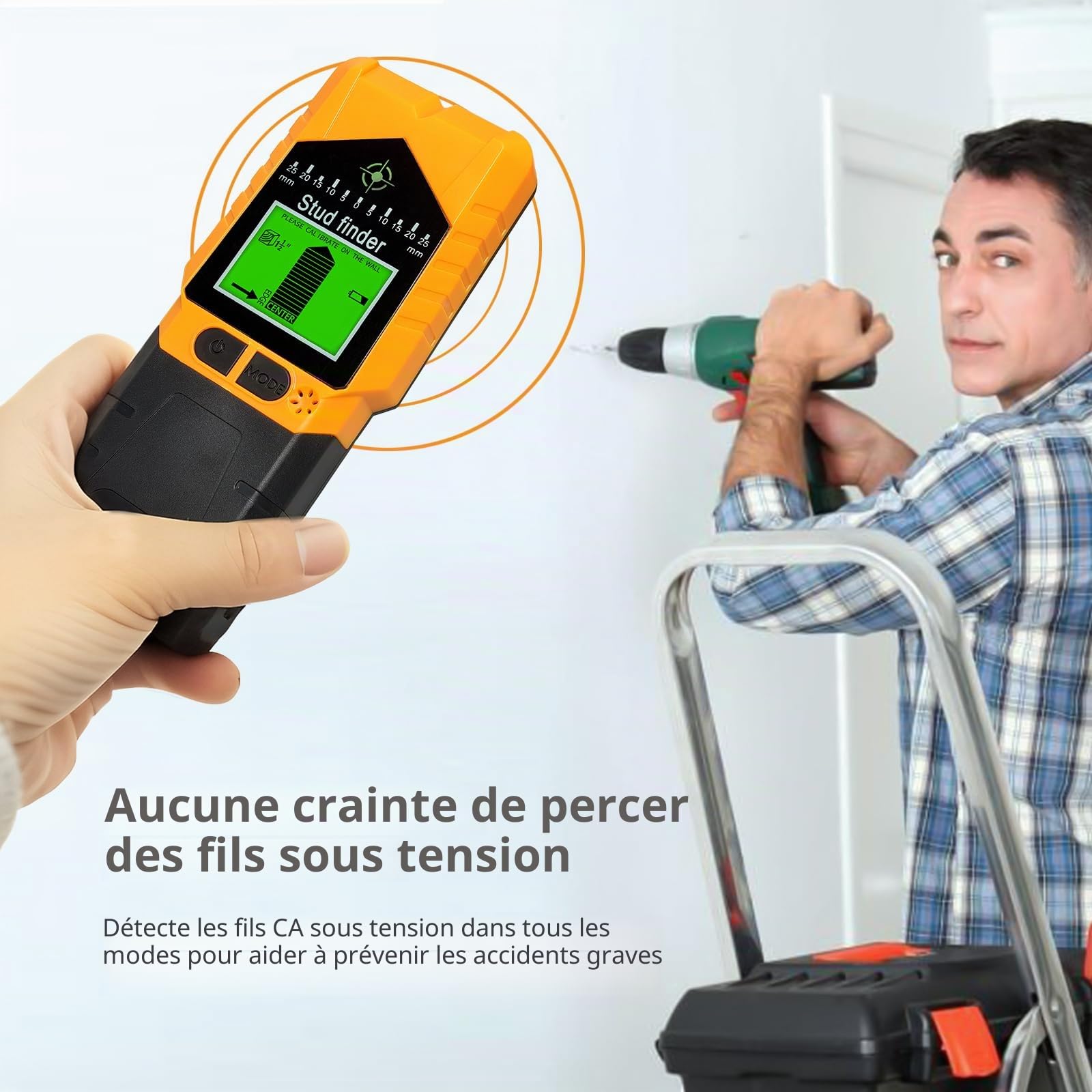 Proster Détecteur Mural 7-en-1 Haute Précision avec Capteur Intelligent, Scanneur Multifonction Écran LCD Rétroéclairé, Détection de Fils AC/Métal/Bois/Tuyaux pour Bricolage/Maison/Chantier