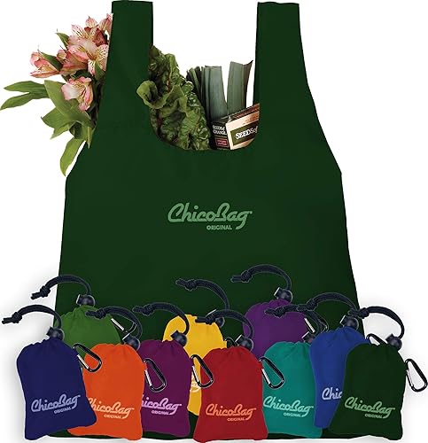Miniatura 5 de ChicoBag Bolsa de comestibles reutilizable compacta original con bolsa adjunta y clip de mosquetón, perfecta para compras, viajes, organización,