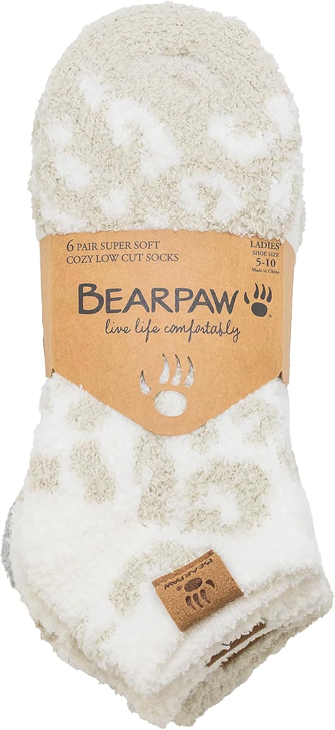 BEARPAW Ladies 6 Pair Pack Cozy Super Soft Warm Lounge Socks Multi Color Patterned Ankle and Low Cut Packs