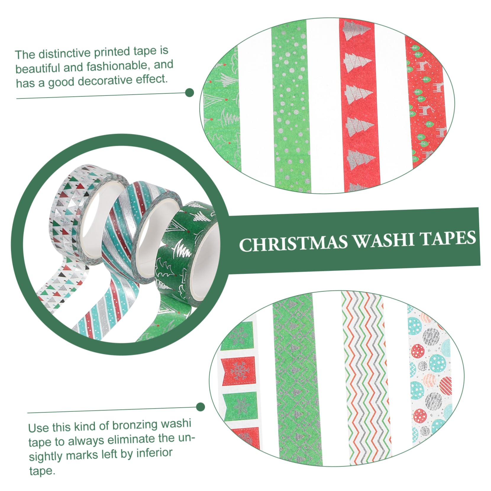NUOBESTY 36pezzi Nastro Washi Decorativo Natalizio Oro Da Adesivo Per Scrapbooking e Pianificazione Decorazioni Creative Per Feste Di Natale e Regali