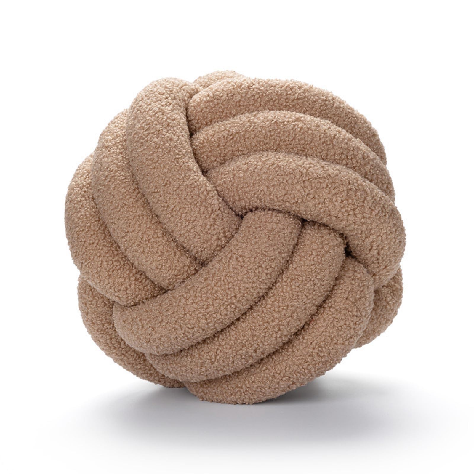 BSOMAM Knot Ball Pillow, Knotted Ball Throw Pillow Ultra Soft Companionship Decorative Hand-woven Knotted Ball Lamb Velvet Sofa Cushion, Knot Cushion, Sofa Pillow for Bedroom (Khaki)