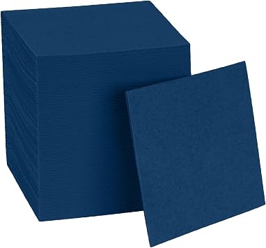 Disposable Blue Cocktail Napkins Paper - 4" x 4" High-End Linen-Like Beverage Party Square Paper Napkin Pack for Bar, Cafe, Restaurant, Christmas, Birthday, Wedding, Baby Shower - 100 Count