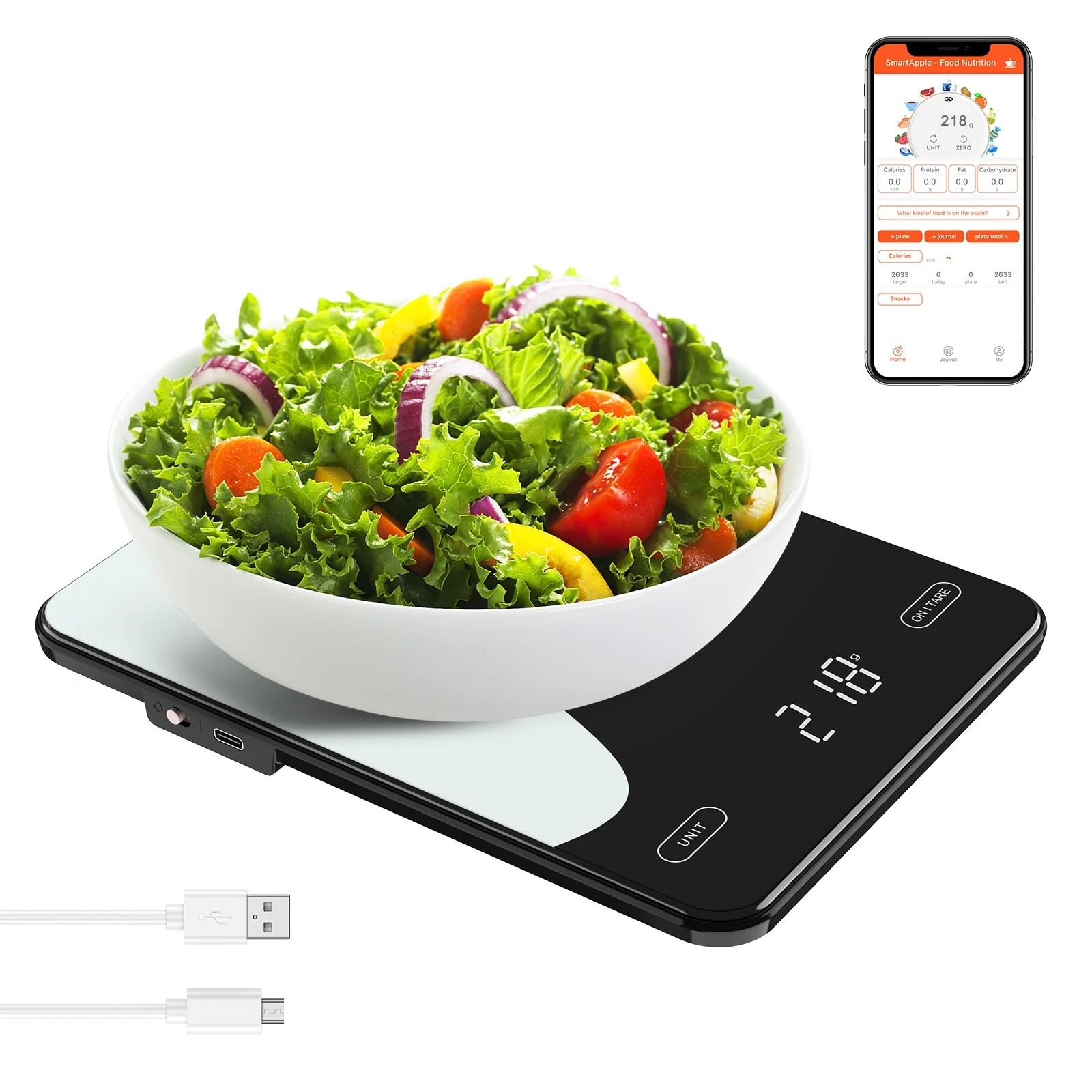 Balance Cuisine Balance alimentaire numérique 10kg balances de cuisine intelligentes avec calculatrice nutritionnelle APP balance gramme Rechargeable for cuisson perte poids