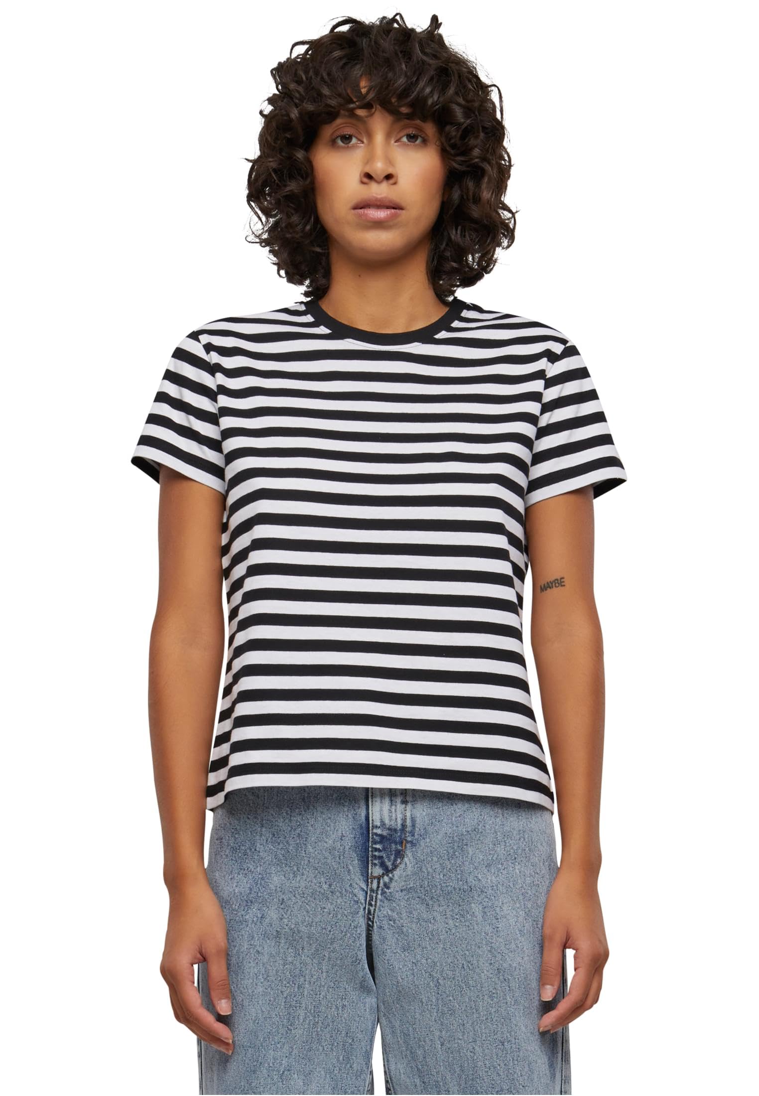 Urban Classics Women's White Regular Striped Tee T-Shirt, /Black, 4XL
