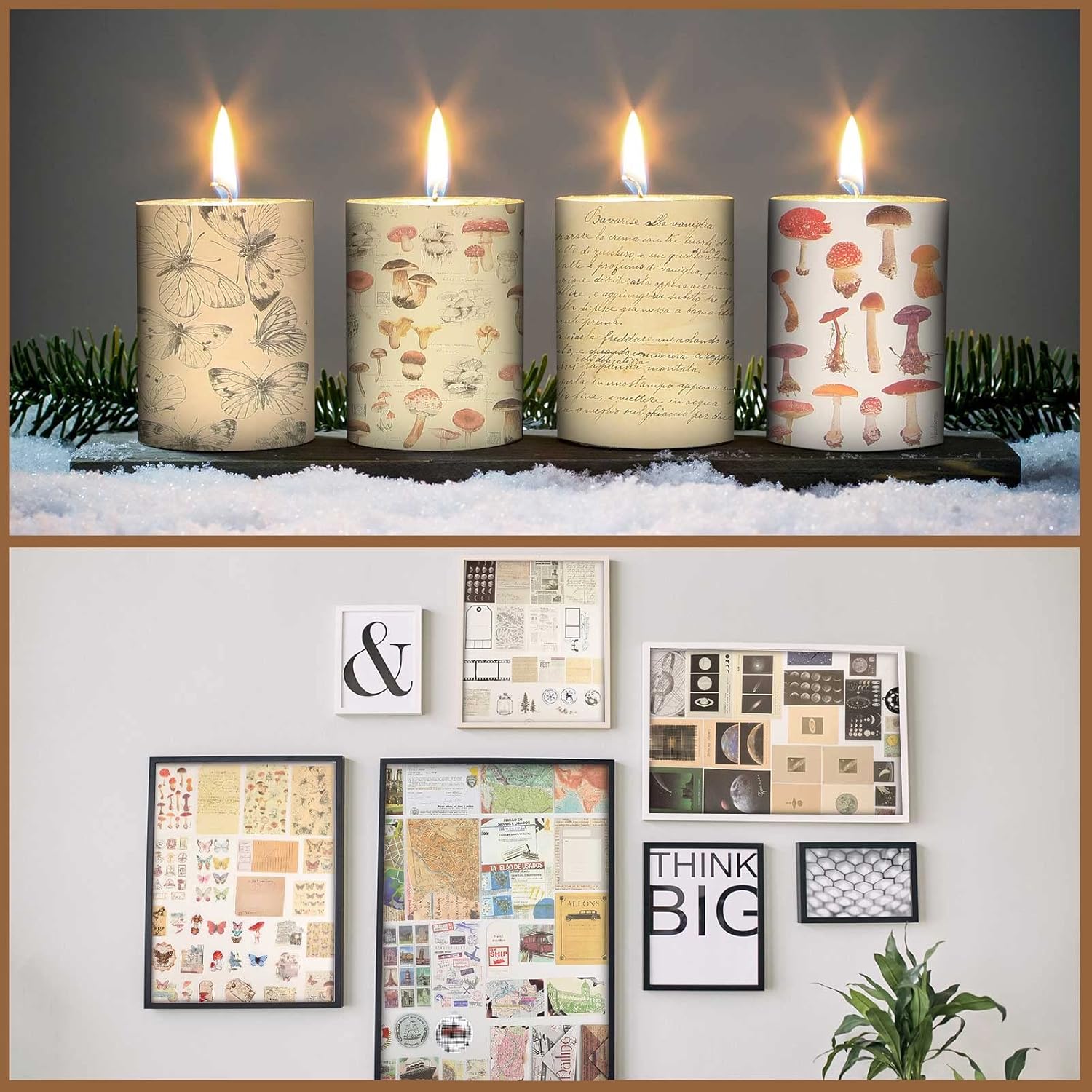 180 Pieces Vintage Scrapbooking Stickers DIY Journaling Scrapbook Washi Paper Celestial Moon Plant Floral Stickers Decorative Antique Retro Natural Collection Supplies for Diary Album Journal Planners