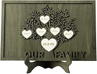 Vista 14 de Joyforisa Regalos para mamá y abuela, marco personalizado del árbol de la vida con corazones y nombres, marco de árbol familiar de madera
