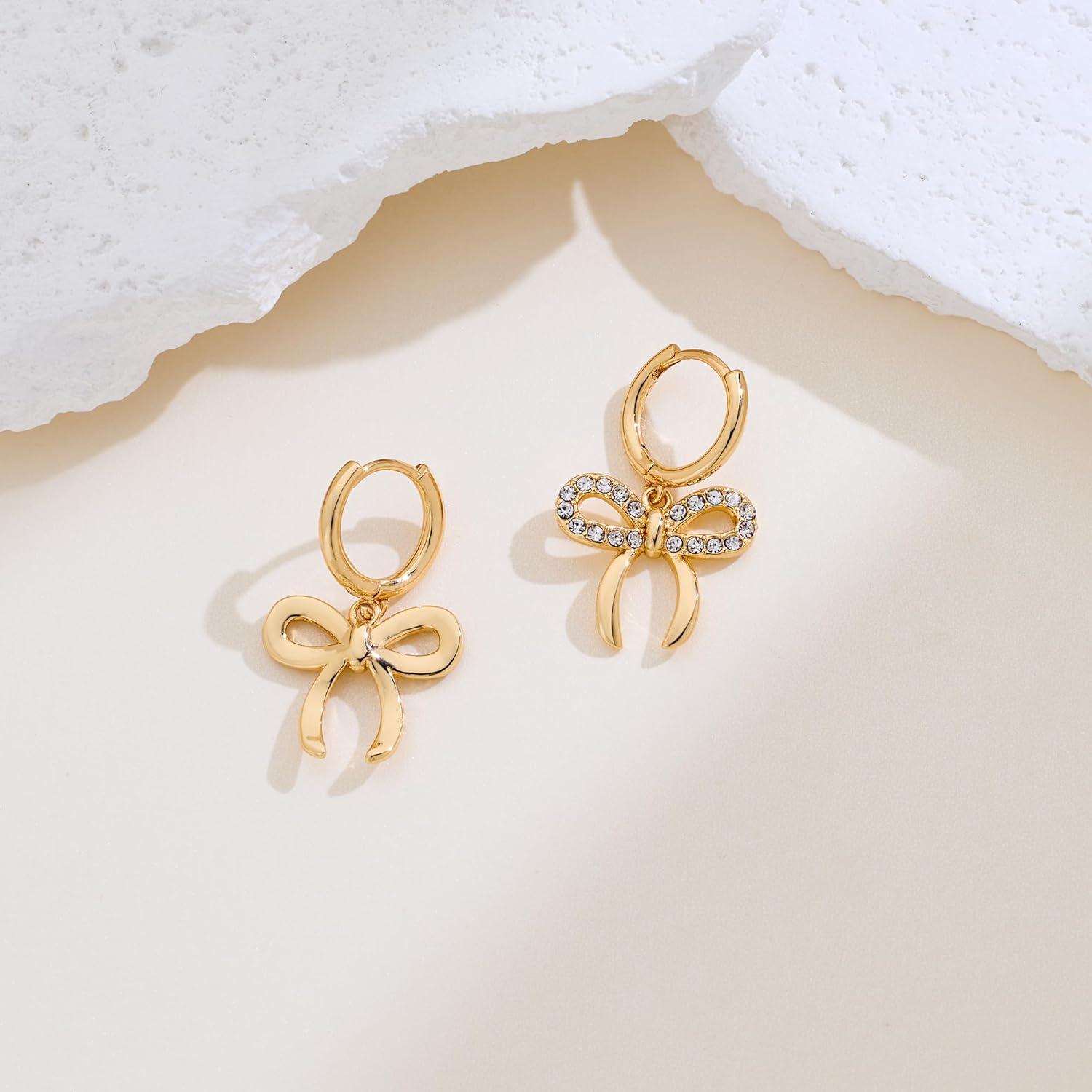 Dainty Bow Hoop Earrings for Women Gold Plated 1/2” Small Huggie Hoops Cute Jewelry Gift for Her - Image 5