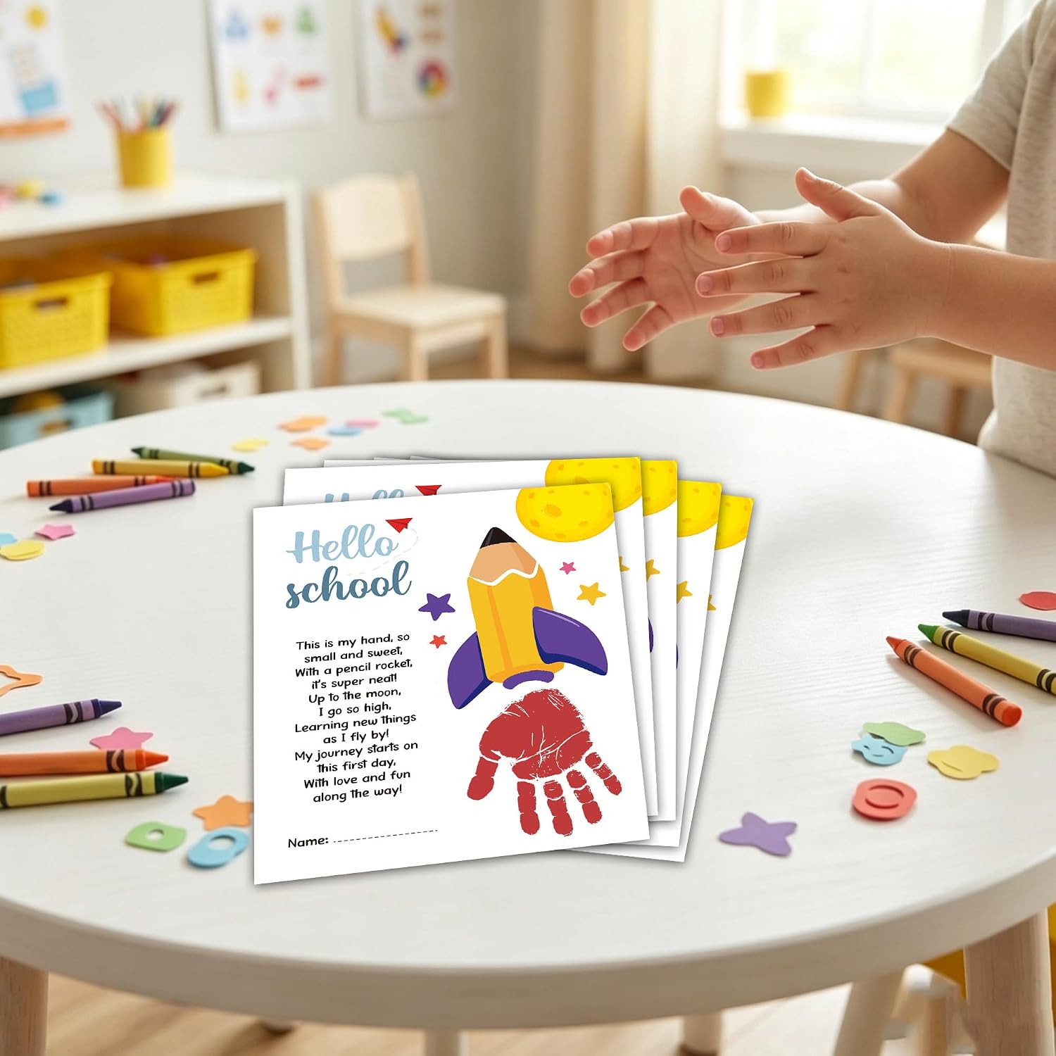 10 First Day Of School Handprint Art, Back to School DIY Handprint-1 image 5